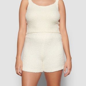 Skims Cozy High Waisted Lounge Shorts - Bone